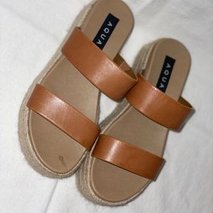 Flatform Leather Strap Sandal 7.5